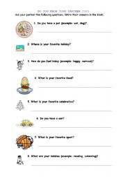 English worksheet: DO YOU KNOW YOUR PARTNER??