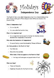 English Worksheet: Independence Day