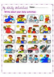 English Worksheet: daily activities 