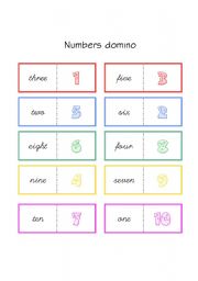English Worksheet: Numbers domino (1-10)