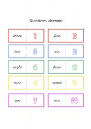 English Worksheet: Numbers domino (1-10)