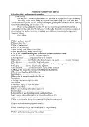 English Worksheet: present continuous