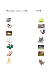 English worksheet: Farm Animals - Match worksheet 