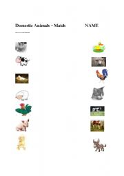 English Worksheet: Farm Animals - Match worksheet 