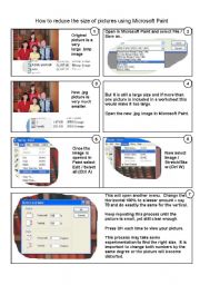 English Worksheet: Tutorial - How to reduce size of pictures using PAINT