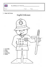 English Policeman colour by numbers