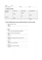 English Worksheet: past simple +irregular verbs