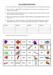 English Worksheet: vocabulary dominoes