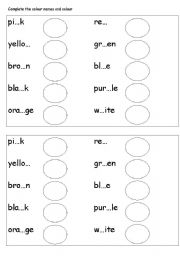 English Worksheet: learn the colours