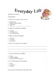 English Worksheet: Everyday Life
