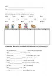 Present Continuous Worksheet