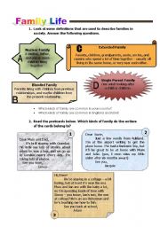 English Worksheet: Family Life