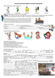 English Worksheet: exercises (present simple  & present continuous)