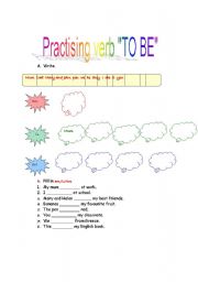 English Worksheet: PRACTISING VERB TO BE