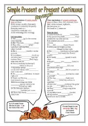 English Worksheet: Simple Present or Present Continuous