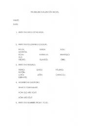 English Worksheet: PREVIOUS KNOWLEDGE TEST