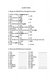 English Worksheet: Adjectives