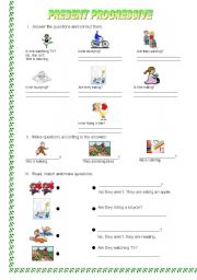 English Worksheet: present continuous