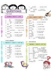 English Worksheet: QUESTIONS: present and past (simple and continuous)