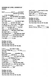 English worksheet: song lyrics 
