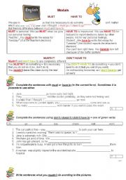 Worksheet - MODALS must/mustnt vs have to/not have to