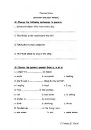 English Worksheet: Passive Voice present and past