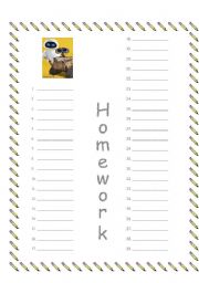 English worksheet: Homework sheet