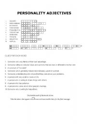 English Worksheet: Personality Adjectives - Scrambled words