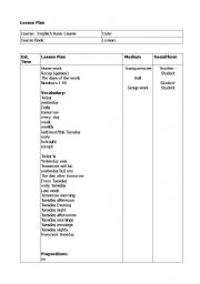 English Worksheet: Days of the week
