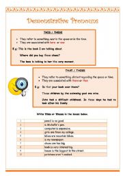 English Worksheet: Demonstratives Pronouns 