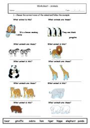 English worksheet: Animals + plural