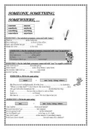 English Worksheet: indefinite pronouns B/W