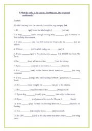 English Worksheet: conditional 0 ,1, 2 and 3