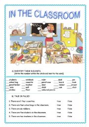 English Worksheet: school objects