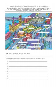 English Worksheet: City places and occupations