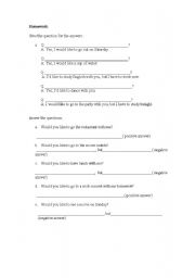 English worksheet: Would