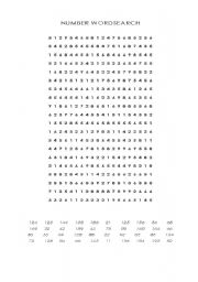 English worksheet: Number Wordsearch