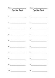 English Worksheet: spelling test form