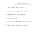 English worksheet: subjects and predicates