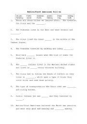 English Worksheet: Native American Tribes fill-in