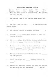 English worksheet: Native American Tribes fill-in