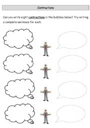 English Worksheet: Contractions - Warmer