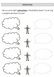 English worksheet: Contractions - Warmer