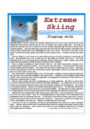 English Worksheet: Extreme Skiing