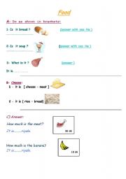 English worksheet: food 