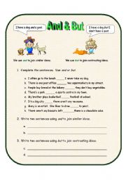 English Worksheet: And & But