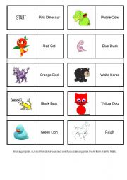 English Worksheet: Coloured Animal Dominoes