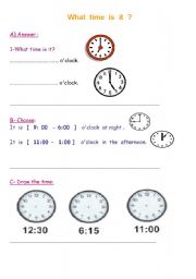 English worksheet: time