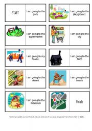 English Worksheet: I am going to places - Dominoes