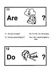 English Worksheet: questions 11&12 flashcards (1 of 5)
